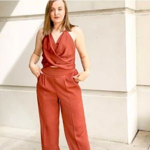 Satin Twist Front Halter Cami